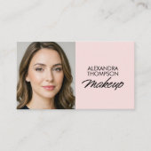 Blush Pink Black Script Qr Code Social Icon Makeup Visitekaartje (Voorkant)