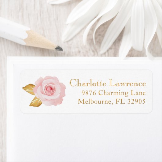 Blush Pink Bloemen Adres Label - Elegante bruiloft (Insitu)