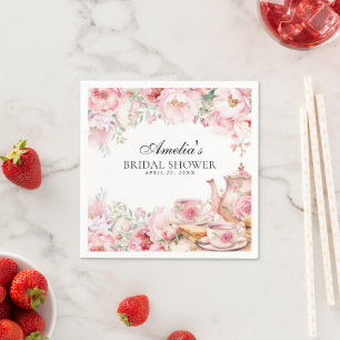 Blush Pink Bloemen Afternoon Tea Party Servet