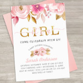 Blush Pink Bloemen Baby Meisje Douche Uitnodiging