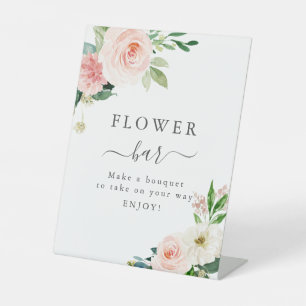 Blush Pink Bloemen Baby shower Bloem Bar Teken Reclamebord Met Voetstuk
