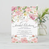 Blush Pink Bloemen Bruids Luncheon Kaart (Staand voorkant)