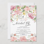 Blush Pink Bloemen Bruids Thee Kaart (Voorkant)