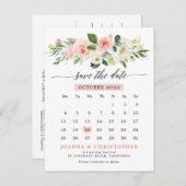 Blush Pink Bloemen Moderne Botanische Bewaar de Da Aankondigingskaart (Voorkant / Achterkant)