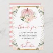 Blush Pink Bloemen Pompoen Fall Wedding Bedankkaart (Voorkant / Achterkant)