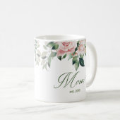 Blush Pink Bloemen Script Mom Koffie Mok (Voorkant rechts)