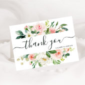 Blush Pink Bloom Folded Weddenschap Hartelijk dank Bedankkaart