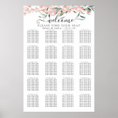 Blush Pink Bloom Seating Chart Poster (Voorkant)