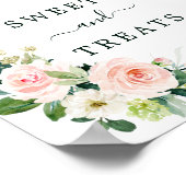 Blush Pink Bloom Sweets & Treatment Dessert Sign Poster (Hoek)