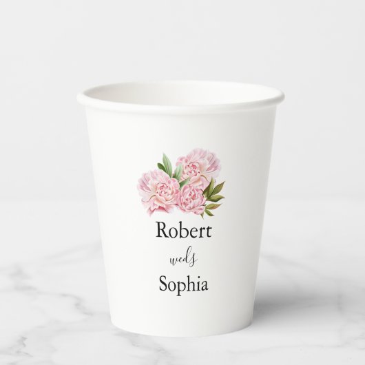 Blush Pink Bloom Trouwpapier cup Papieren Bekers (Voorkant)