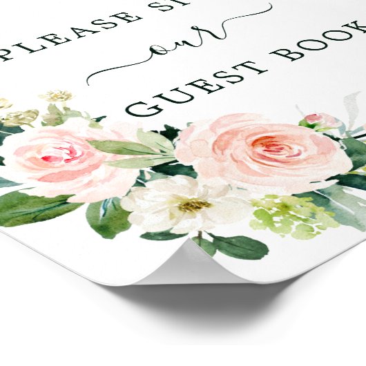 Blush Pink Bloom Weddenschap Poster (Hoek)