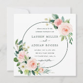 Blush Pink Bloom Weddenschap Square Kaart (Voorkant)