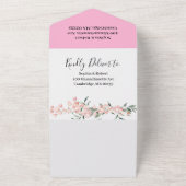 Blush Pink Bloom Wedding All In One Uitnodiging (Buitenkant)
