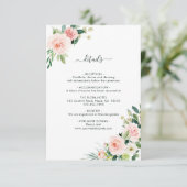 Blush Pink Bloom Wedding Details Informatiekaartje (Staand voorkant)