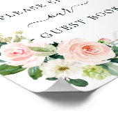 Blush Pink Bloom Wedding Guest Book Square Poster (Coin)