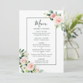 Blush Pink Bloom Wedding Menu (Staand voorkant)