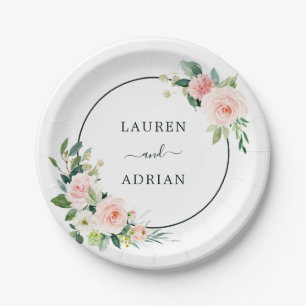 Blush Pink Bloom Wedding Papieren Bordje