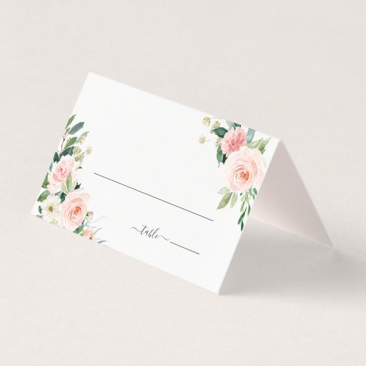 Blush Pink Bloom Wedding Place Card Kaart (Voorkant)