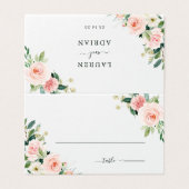 Blush Pink Bloom Wedding Place Card Kaart (Buitenkant ongevouwen)
