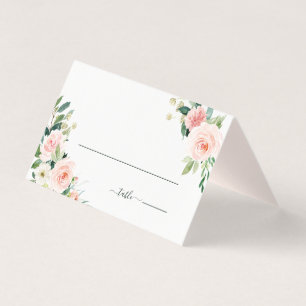 Blush Pink Bloom Wedding Place Card Kaart