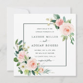 Blush Pink Bloom Wedding Square Kaart (Voorkant)