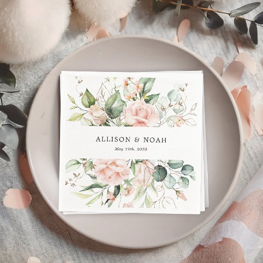 Blush Pink Blooms bruiloft servetten
