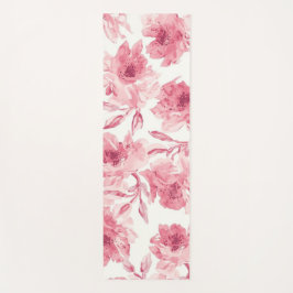 Blush Pink Blossoms Watercolor Painted Airy Floral Yogamat
