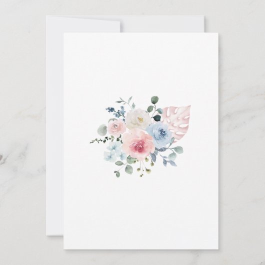 Blush Pink Blue Floral Tropical Beach Boho Wedding Kaart (Achterkant)