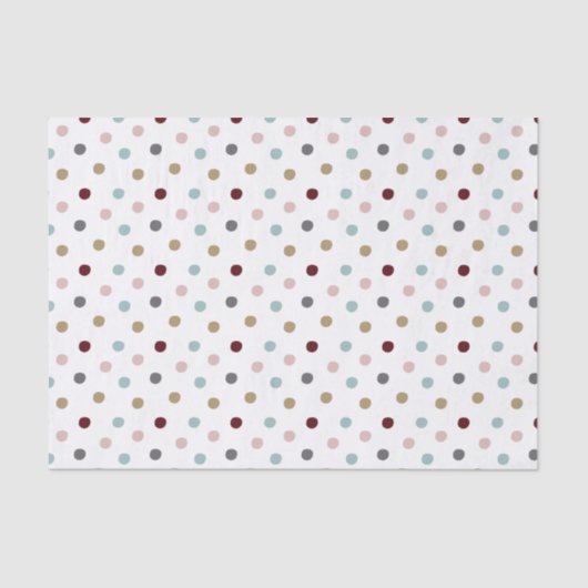 Blush Pink & Blue, Gold, Wine Red Polka Dots Tissuepapier (Voorkant)