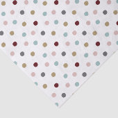 Blush Pink & Blue, Gold, Wine Red Polka Dots Tissuepapier (Detail)