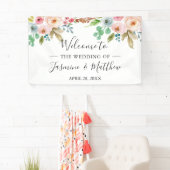 Blush Pink Blue Rozen Peonies Floral Wedding Party Spandoek (Insitu)