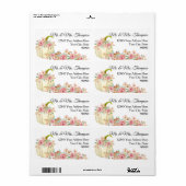 Blush Pink Boho Floral Gold Glitter White Pumpkin Etiket (Full Sheet)