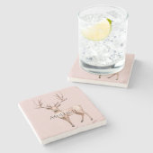 Blush Pink Boho Hertenboom Stenen Onderzetter (Zijkant)