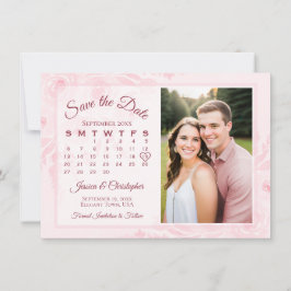 Blush Pink Boho Peonies Calendar & Photo Wedding Save The Date