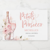 Blush Pink Boho Petals en Prosecco Floral Sparkling Wijnetiket (Enkel label)