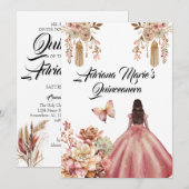 Blush Pink Boho Quinceanera Kaart (Voorkant / Achterkant)