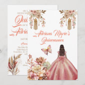 Blush Pink Boho Quinceanera Kaart (Voorkant / Achterkant)