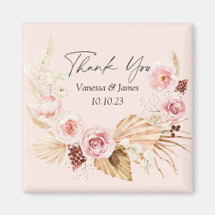 Blush PInk Boho Waterverf Floral bedankt Magneet