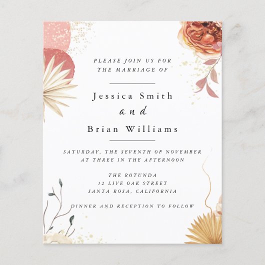 Blush Pink Boho Wedding Invitation Flyer (Voorkant)