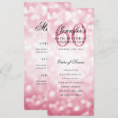 Blush Pink Bokeh 60th Birthday Programme avec menu (Devant / Derrière)