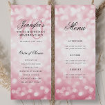 Blush Pink Bokeh 70th Birthday Programme Menu<br><div class="desc">Elégant design "Anniversaire du programme" avec Blush Pink Bokeh & texte personnalisé.</div>