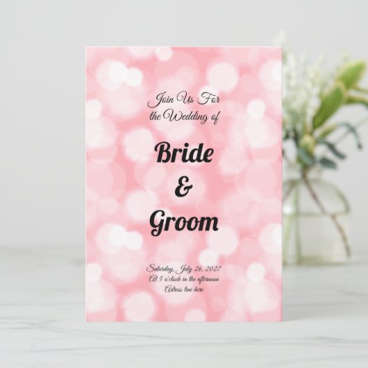 Blush Pink Bokeh Fairy Lights Uitnodiging voor een (Staand voorkant)