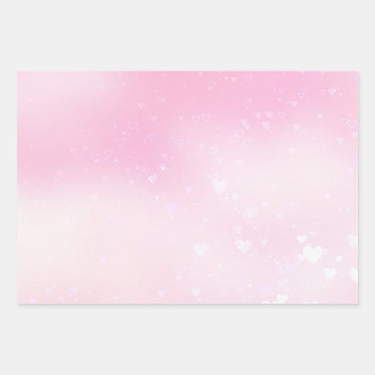 Blush Pink Bokeh Hearts Verjaardag Inpakpapier Vel (Voorkant 3)