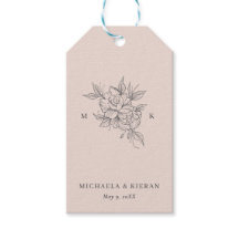 Blush Pink Botanisch Monogram Huwelijk