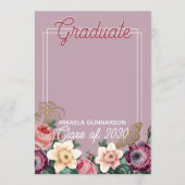  Blush Pink Botanische Floral Boho Afstuderen Aankondiging (Voorkant)