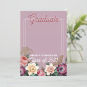  Blush Pink Botanische Floral Boho Afstuderen Aankondiging (Staand voorkant)