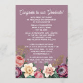  Blush Pink Botanische Floral Boho Afstuderen Aankondiging (Achterkant)