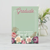 Blush Pink Botanische Floral Boho Afstuderen Aankondiging (Staand voorkant)