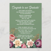 Blush Pink Botanische Floral Boho Afstuderen Aankondiging (Achterkant)