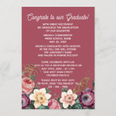 Blush Pink Botanische Floral Boho Afstuderen Aankondiging (Achterkant)